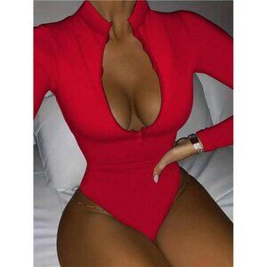 Sexy Zip Front Bodysuit For Women